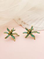 1 Pair IG Style Flower Enamel Plating 304 Stainless Steel 14K Gold Plated Ear Studs sku image 2