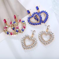 Elegant Luxurious Heart Shape Alloy Plating Inlay Rhinestones Gold Plated Women's Drop Earrings main image 10