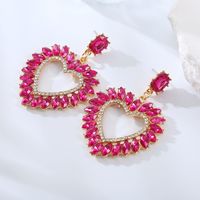 Elegant Luxurious Heart Shape Alloy Plating Inlay Rhinestones Gold Plated Women's Drop Earrings main image 4