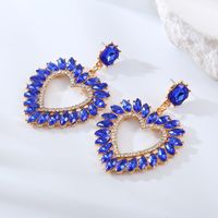 Elegant Luxurious Heart Shape Alloy Plating Inlay Rhinestones Gold Plated Women's Drop Earrings main image 5