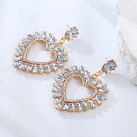 Elegant Luxurious Heart Shape Alloy Plating Inlay Rhinestones Gold Plated Women's Drop Earrings main image 7