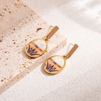1 Pair Artistic Triangle Clouds Devil's Eye Enamel Stainless Steel Shell 18k Gold Plated Drop Earrings main image 3
