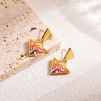 1 Pair Artistic Triangle Clouds Devil's Eye Enamel Stainless Steel Shell 18k Gold Plated Drop Earrings main image 2