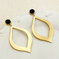1 Pair Simple Style Geometric Plating Inlay 304 Stainless Steel Natural Stone Glass Stone 14K Gold Plated Drop Earrings main image 1