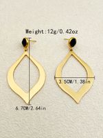 1 Pair Simple Style Geometric Plating Inlay 304 Stainless Steel Natural Stone Glass Stone 14K Gold Plated Drop Earrings main image 3