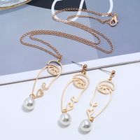 Elegant Abstract Alloy Plating Inlay Artificial Pearls Women's Earrings Necklace main image 1