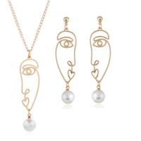 Elegant Abstract Alloy Plating Inlay Artificial Pearls Women's Earrings Necklace sku image 1