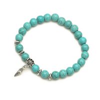 Retro Ethnic Style Animal Heart Shape Mermaid Stainless Steel Turquoise Beaded Inlay Artificial Pearls Bracelets sku image 2