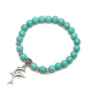Retro Ethnic Style Animal Heart Shape Mermaid Stainless Steel Turquoise Beaded Inlay Artificial Pearls Bracelets sku image 8