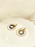 1 Pair Modern Style Round Plating 304 Stainless Steel Arylic 14K Gold Plated Drop Earrings main image 3