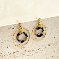 1 Pair Modern Style Round Plating 304 Stainless Steel Arylic 14K Gold Plated Drop Earrings sku image 1