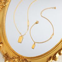 Simple Style Square Titanium Steel Plating 18k Gold Plated Anklet Necklace main image 1