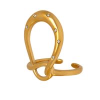 Elegant Geometrisch Titan Stahl 18 Karat Vergoldet Zirkon Offener Ring In Masse main image 7