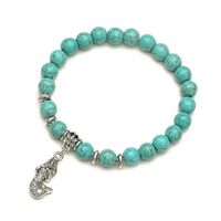 Retro Ethnic Style Animal Heart Shape Mermaid Stainless Steel Turquoise Beaded Inlay Artificial Pearls Bracelets sku image 9