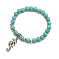 Retro Ethnic Style Animal Heart Shape Mermaid Stainless Steel Turquoise Beaded Inlay Artificial Pearls Bracelets sku image 7