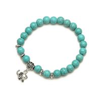 Retro Ethnic Style Animal Heart Shape Mermaid Stainless Steel Turquoise Beaded Inlay Artificial Pearls Bracelets sku image 10