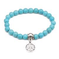 Retro Ethnic Style Animal Heart Shape Mermaid Stainless Steel Turquoise Beaded Inlay Artificial Pearls Bracelets sku image 12