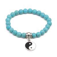 Retro Ethnic Style Animal Heart Shape Mermaid Stainless Steel Turquoise Beaded Inlay Artificial Pearls Bracelets sku image 13