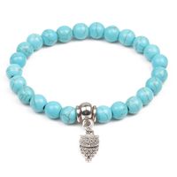 Retro Ethnic Style Animal Heart Shape Mermaid Stainless Steel Turquoise Beaded Inlay Artificial Pearls Bracelets sku image 14