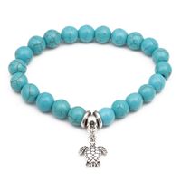Retro Ethnic Style Animal Heart Shape Mermaid Stainless Steel Turquoise Beaded Inlay Artificial Pearls Bracelets sku image 15