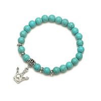 Retro Ethnic Style Animal Heart Shape Mermaid Stainless Steel Turquoise Beaded Inlay Artificial Pearls Bracelets sku image 16