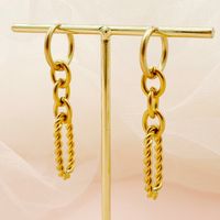 1 Pair Simple Style Solid Color Chain Plating 304 Stainless Steel Gold Plated Drop Earrings main image 1