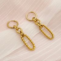 1 Pair Simple Style Solid Color Chain Plating 304 Stainless Steel Gold Plated Drop Earrings main image 3