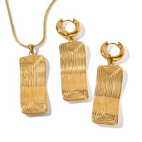 Wholesale Simple Style Rectangle Stainless Steel Plating 18k Gold Plated Earrings Necklace main image 2