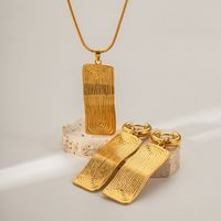 Wholesale Simple Style Rectangle Stainless Steel Plating 18k Gold Plated Earrings Necklace main image 4