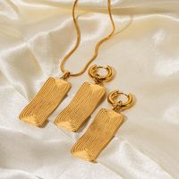 Wholesale Simple Style Rectangle Stainless Steel Plating 18k Gold Plated Earrings Necklace main image 3