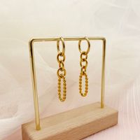 1 Pair Simple Style Solid Color Chain Plating 304 Stainless Steel Gold Plated Drop Earrings sku image 1