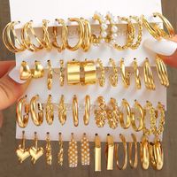 1 Set Ig Style Geometric Plating Inlay Alloy Artificial Pearls Rhinestones 14k Gold Plated Earrings main image 1