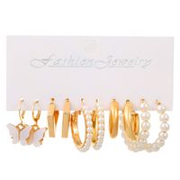 1 Set Ig Style Geometric Plating Inlay Alloy Artificial Pearls Rhinestones 14k Gold Plated Earrings sku image 4