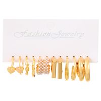 1 Set Ig Style Geometric Plating Inlay Alloy Artificial Pearls Rhinestones 14k Gold Plated Earrings sku image 9