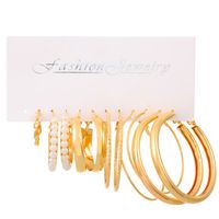 1 Set Ig Style Geometric Plating Inlay Alloy Artificial Pearls Rhinestones 14k Gold Plated Earrings sku image 5