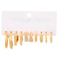 1 Set Ig Style Geometric Plating Inlay Alloy Artificial Pearls Rhinestones 14k Gold Plated Earrings sku image 1