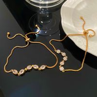 Ig Style Sweet Oval Flower Butterfly Copper 14k Gold Plated Zircon Drawstring Bracelets In Bulk main image 3