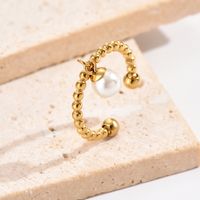 304 Stainless Steel 14K Gold Plated Elegant Simple Style Plating Inlay Round Artificial Pearls Charm Ring main image 4