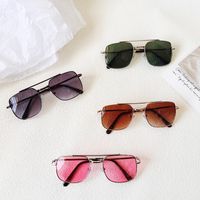 Casual Vacation Solid Color Pc Resin Square Full Frame Kids Sunglasses main image 4