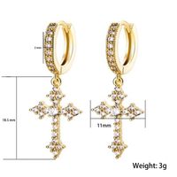 1 Pair Ig Style Cross Inlay Copper Rhinestones Gold Plated Silver Plated Drop Earrings main image 2