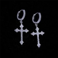 1 Pair Ig Style Cross Inlay Copper Rhinestones Gold Plated Silver Plated Drop Earrings main image 4