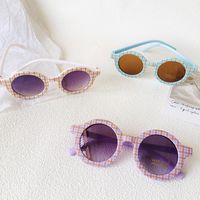 Casual Vacation Plaid Pc Resin Round Frame Full Frame Kids Sunglasses main image 6