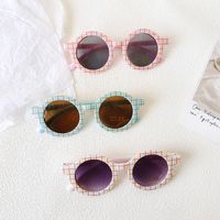 Casual Vacation Plaid Pc Resin Round Frame Full Frame Kids Sunglasses main image 5