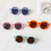 Casual Vacation Plaid Pc Resin Round Frame Full Frame Kids Sunglasses main image 2