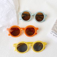 Casual Vacation Plaid Pc Resin Round Frame Full Frame Kids Sunglasses main image 4