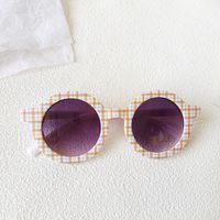 Casual Vacation Plaid Pc Resin Round Frame Full Frame Kids Sunglasses sku image 2