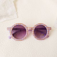 Casual Vacation Plaid Pc Resin Round Frame Full Frame Kids Sunglasses sku image 4