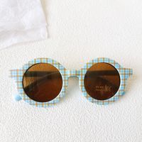 Casual Vacation Plaid Pc Resin Round Frame Full Frame Kids Sunglasses sku image 5