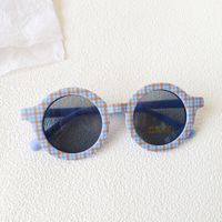 Casual Vacation Plaid Pc Resin Round Frame Full Frame Kids Sunglasses sku image 6