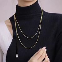 304 Stainless Steel 18K Gold Plated Simple Style Inlay Geometric Sweater Chain Long Necklace main image 1